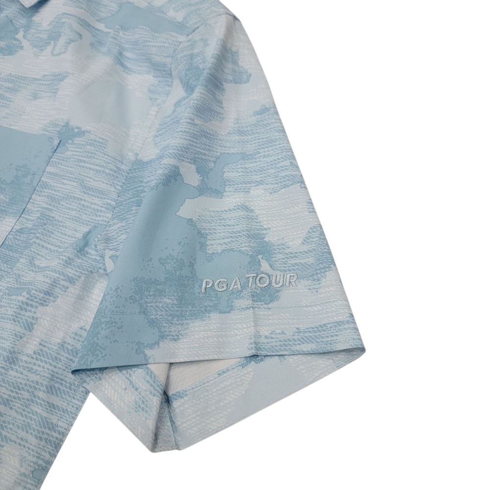 PGA Tour Apparel Abstract Sky Print Golf Shirt Blue Lightweight Sporty Men's S - Picture 11 of 16